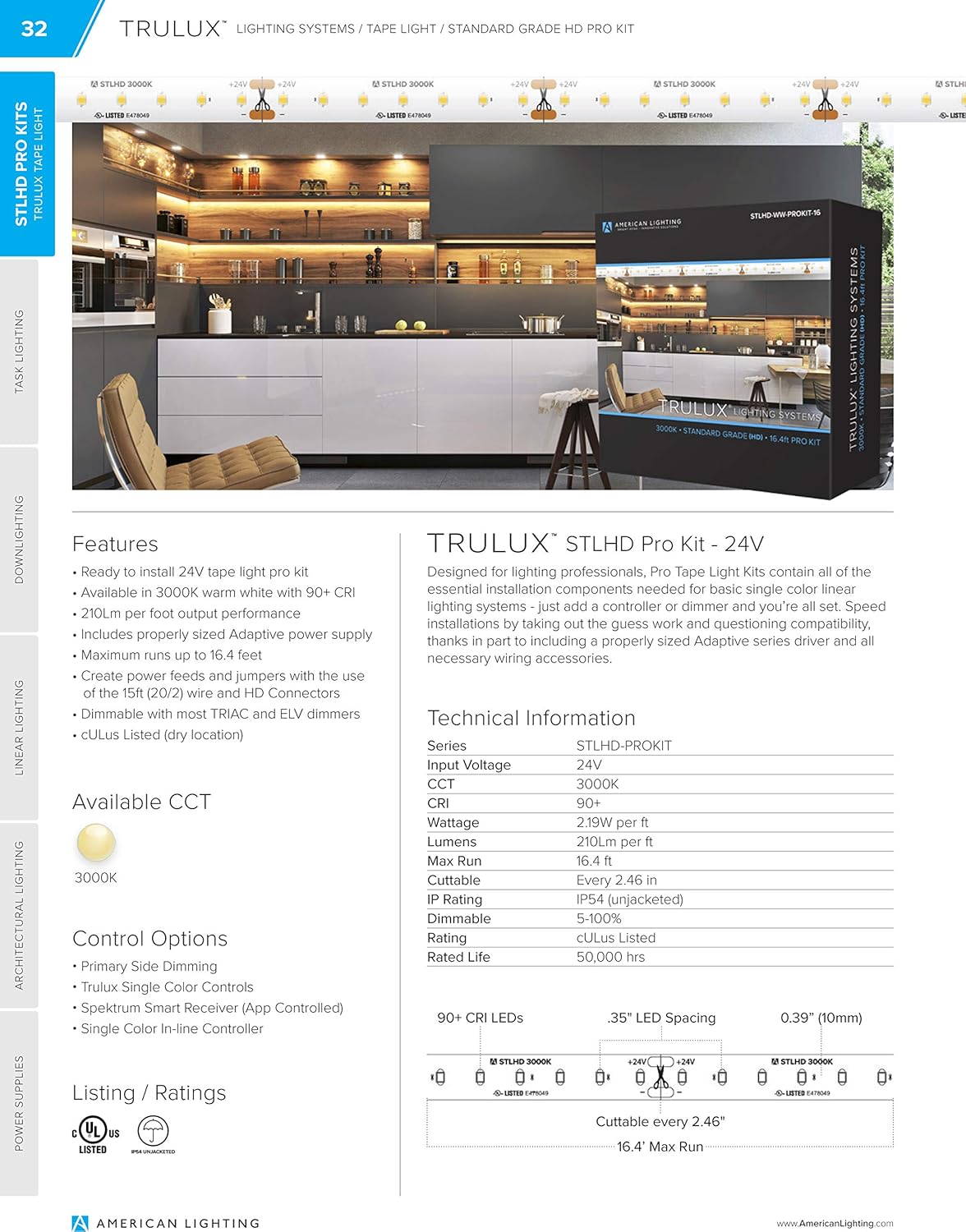 Trulux STLHDWWPROKIT16 HighDensity Tape Light Pro Kit with 60Watt Adaptive Power Supply