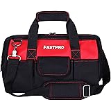 FASTPRO 355MM Zip-top Wide Mouth Open Storage Tool Bag, Classic Black&Red Design, Fashionable Design, 600D Polyester Fabric Material for Quality Endurance, with Adjustable Shoulder Strap