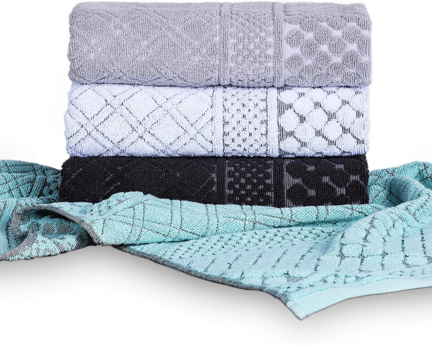 HAOD Large Hand Towels Set 4 Pack,Ultra Soft and Highly Absorbent Quick Dry Hand Towels (Teal Gray, 40x 20in): Kitchen & Dining