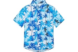 NYMPHPERI Boys Hawaiian Shirt Tropical Short Sleeve Cool Cute Casual Button Down Tops for Youth Kids Toddler Summer Beach