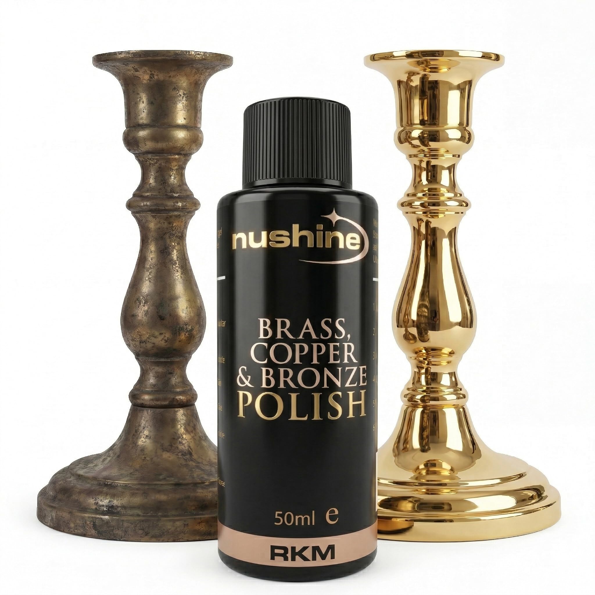 Nushine Brass, Copper & Bronze Polish 50ml, Brass Cleaner, Bronze cleaner, Copper Cleaner - Ecofriendly, Solvent Free & Contains Anti Tarnish Agent to delay Future Tarnish