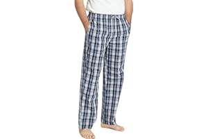 Jveyvth Mens Pajama Pants 100% Cotton Plaid Sleep & Lounge Pants, PJ Bottoms with Pockets and Button Fly