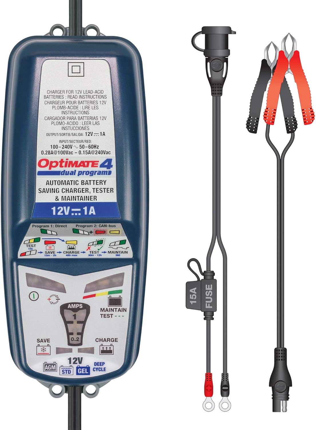 OptiMATE 4 CAN-bus edition, TM-351 8/9-step 12V 1A battery Saving charger-tester-maintainer: Automotive