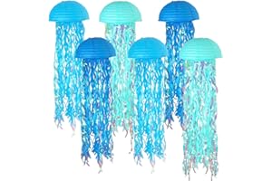 U-Vathing 6Pack Hanging Jellyfish Paper Lanterns,Gradient Colorful Paper Lanterns for Under The Sea Ocean Party Decorations O