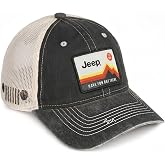 Jeep Have Fun Out There Patch Garment Washed Trucker Hat Unstructured for Men & Women - Adjustable Snapback Baseball Cap