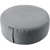 REEHUT Zafu Yoga Meditation Cushion, Round Meditation Pillow Filled with Buckwheat, Zippered Organic Cotton Cover, Machine Washable - 4 Colors and 3 Sizes
