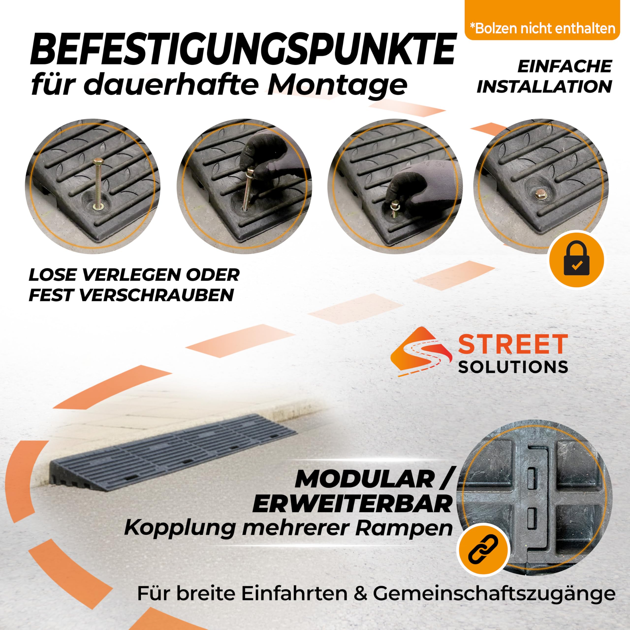 Street Solutions UK Bordsteinrampe Gummi 10 cm hoch - 2er Set rutschfeste Rollstuhlrampe für Autos, Treppen & Bordsteinkanten 7