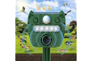 AMSQTO Upgraded Ultrasonic Animal Repellent, Solar Animal Repeller Squirrel Repellent with PIR Sensor,Waterproof Cat Deer Repellent for Raccoon, Fox, Skunk-Green