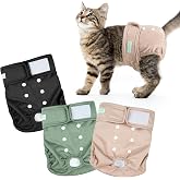 Wegreeco Cat Diapers, Cat Diapers for Male Female Cats Spraying Incontinence, Reusable Adjustable Highly Absorbent (3 Pack, Small)