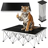 4x4ft Folding Portable Stage Platform, 16" High 16-Strut Centipede Riser | 1540lbs/sqft Heavy Duty Stage, Non-Slip Surface, Tool-Free Quick Assembly for Weddings/Concerts/Schools/Auditoriums/Events