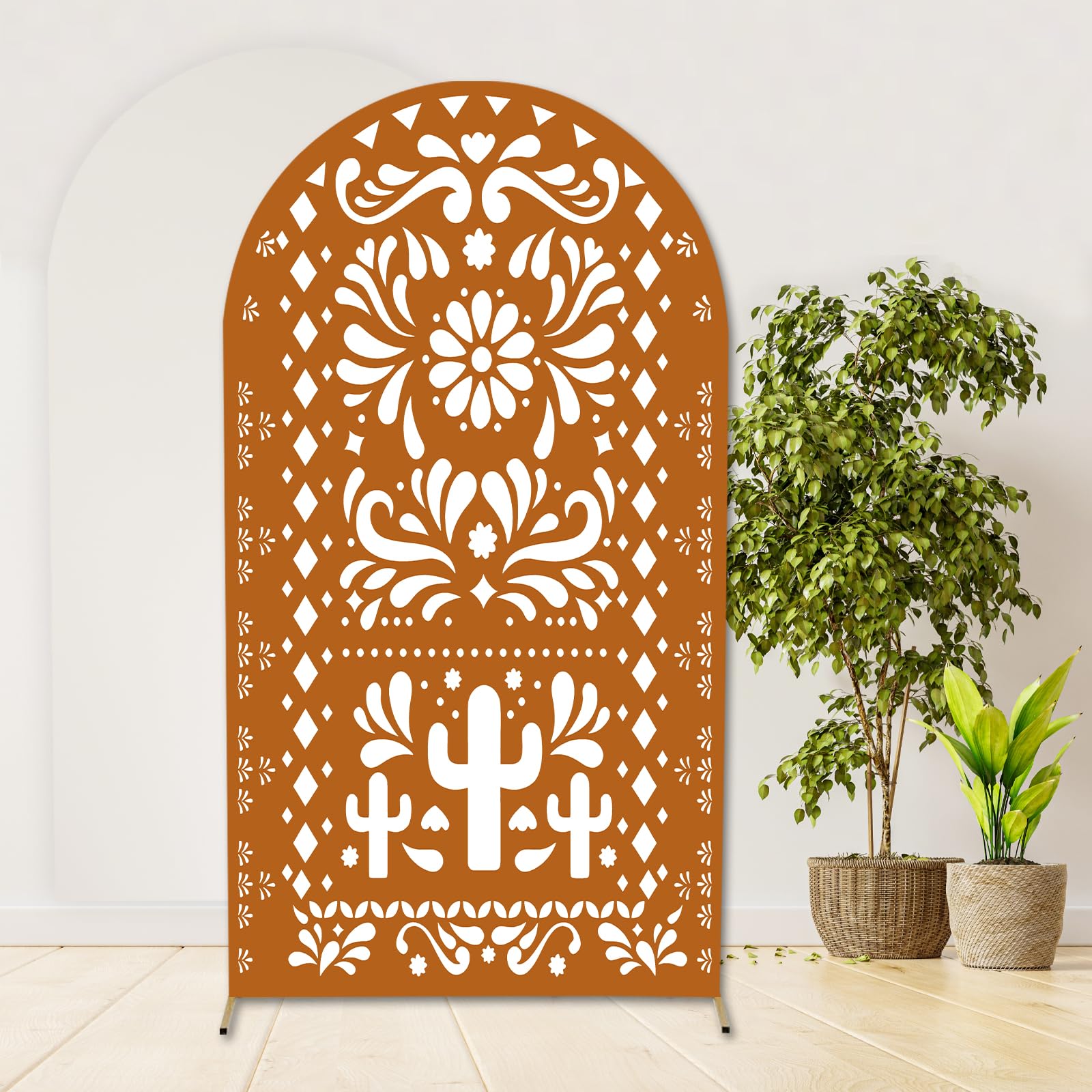 Photo 1 of Withu Mexico Laterite Arch Backdrop Cover for Baby Shower Mexican Talavera Fiesta Wedding Bridal Shower Baptism Birthday Party Arched Wall Decoration Doubleside Banner Background 2.6x6ft