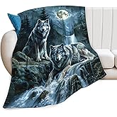 Wolf Throw Blanket - Animal Fleece Blanket for Girls, Women, Boys & Men - Soft, Warm & Cozy - 50"x40"