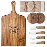 GleeNflux Charcuterie Board Gift Set, 9-Piece Acacia Wood Cheese Board with Knife Set, Elegant Serving Tray with Accessories, Gift Ready for Couples, Housewarming & Wedding