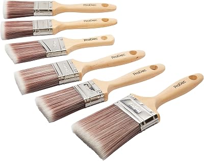 ProDec 6pc Premier Trade Synthetic Paint Brush Set Smooth Finish Emulsion Gloss