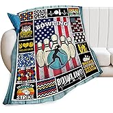 Bowling Blanket Sports Ball Throw Blankets for Girls Boys Super Soft Warm Fleece Flannel Vintage American Flag Throws Gifts for Men Women Cozy Fuzzy Plush Stuffed Bedding Couch Bed Decor 50"x40"