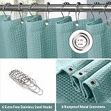 Waterproof Narrow Shower Curtain 92x182cm Turquoise with Hooks view 4