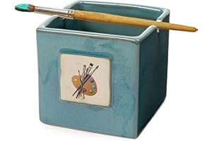GUTE Painters Artist Cup, Paint Brush Holder & Cleaner 3.5" H 3" W - Gift Paint Mixing Cup, Elegant Painting Cup Supplies, Vibrant Cup for Children & Adults Alike, Arts & Crafts Supplies for Home (Blue)