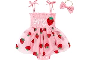 TITKKOP Baby Girl 1st Birthday Clothes One Year Old Tulle Romper Sleeveless Bodysuit Cake Smash Outfits