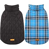 Kuoser Warm Dog Coat, Waterproof Dog Coats for X-Small Dogs, Adjustable Durable Doggie Winter Jacket Reversible Cozy Puppy Cold Weather Apparel from Small to Large Breed, Blue XS