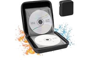 BALAPERI CD Case DVD Storage Case, 32 Capacity Fireproof CD Case Holder, EVA Protective DVD Case Holder Organizer, Portable CD Wallet Holder for Car Travel Home Office (Black)