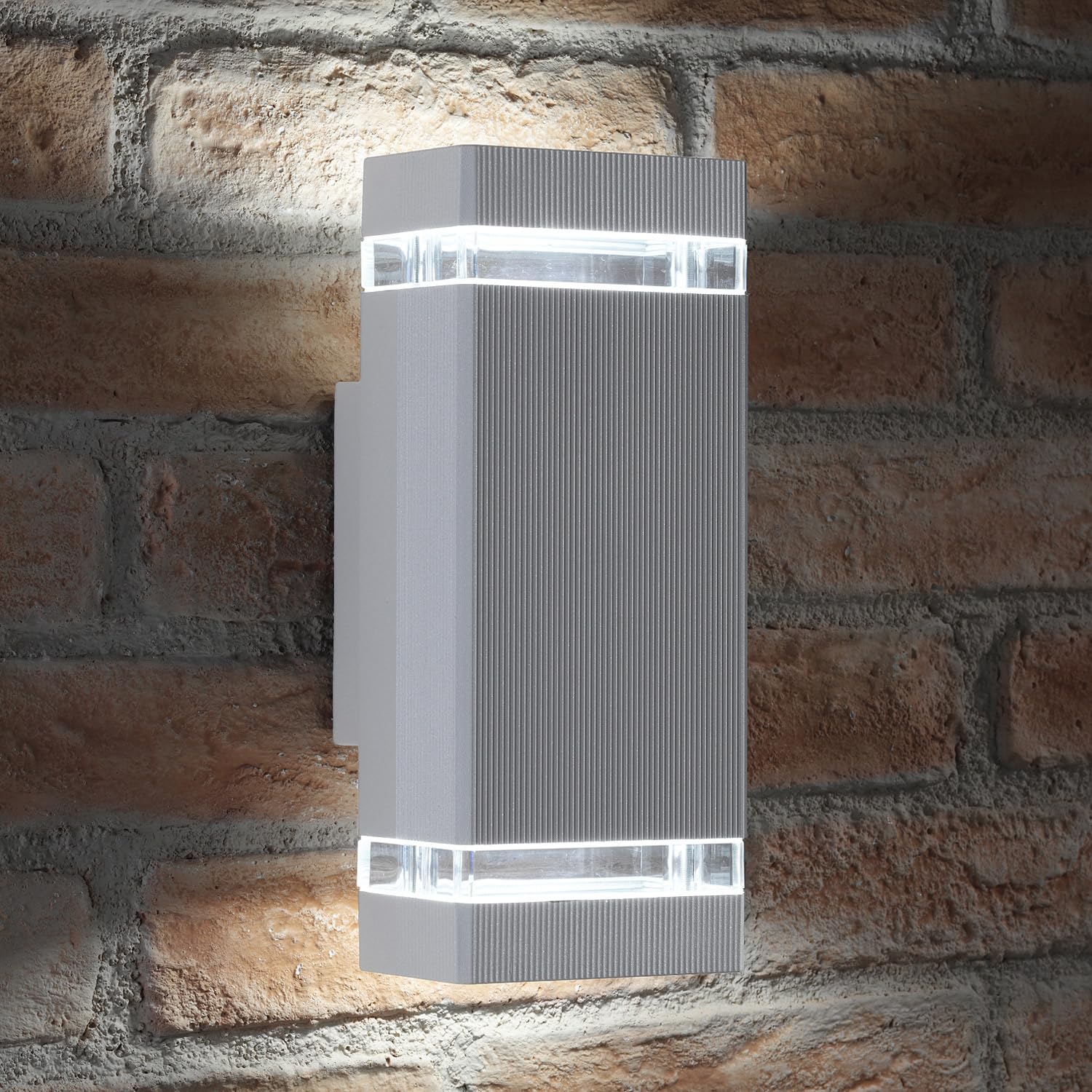 Auraglow Indoor/Outdoor Double Up & Down Wall Light (Cool White, Silver)