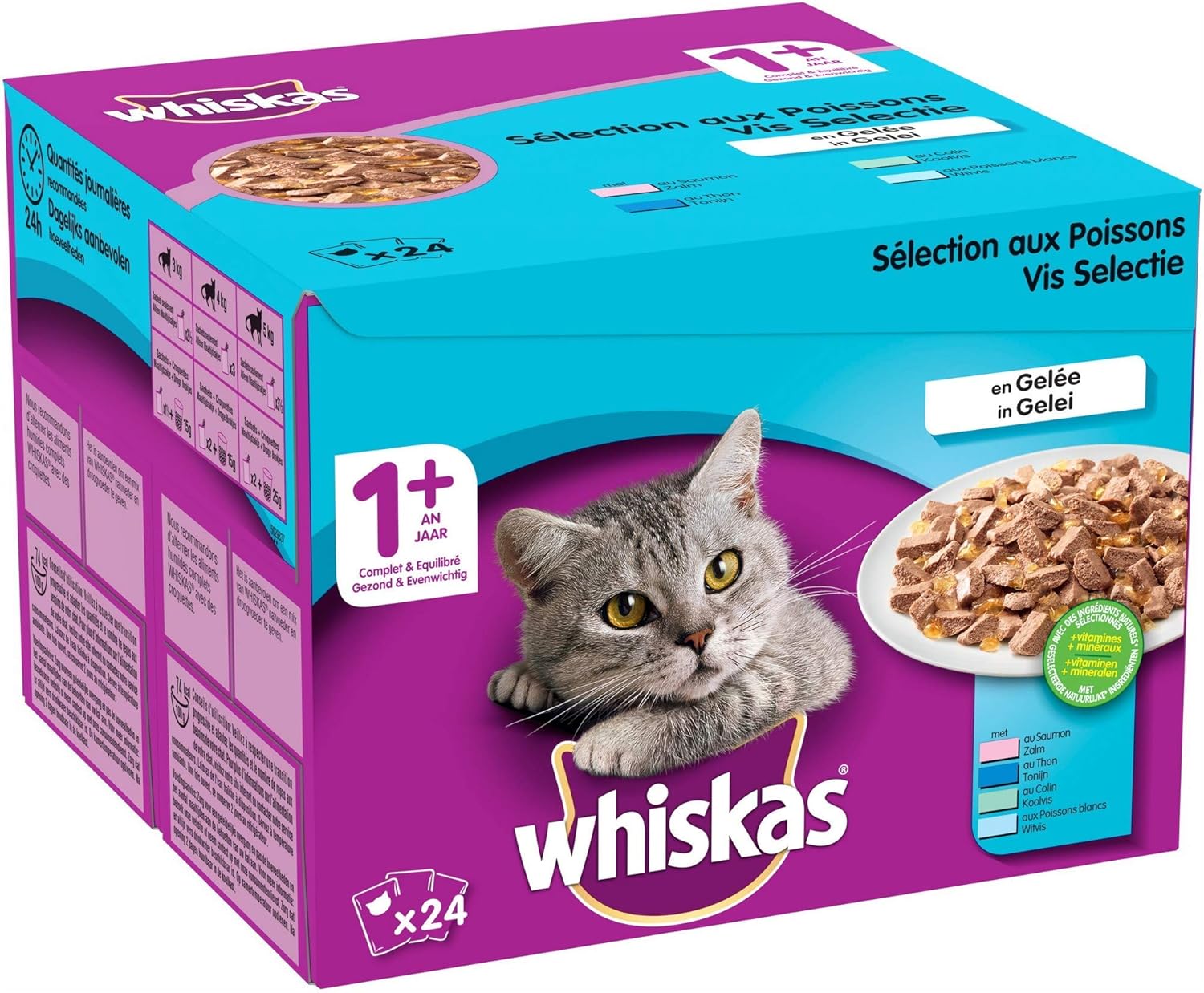 Whiskas Selection Aux Poissons En Gelee Nourriture Humide Pour Chat Adulte Alimentation Complete En Sachets Fraicheur 2 X 24 X 100g Amazon Fr Animalerie