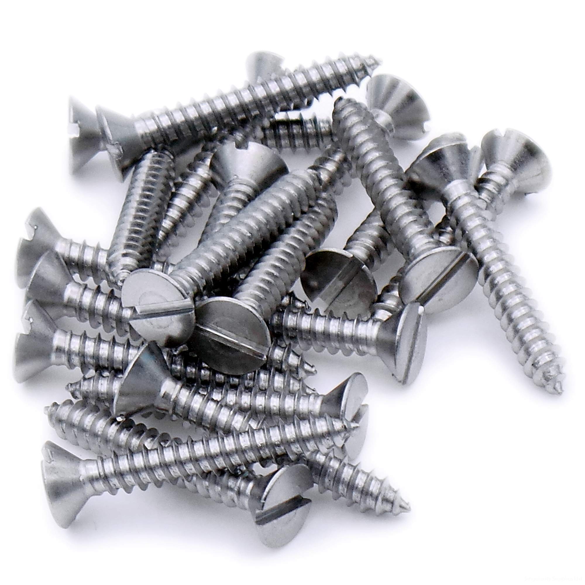 No.10 x 1.25 (4.8mm x 32mm) Slot Countersunk Self-Tapping Screw - Stainless Steel (A2) (Pack of 20)