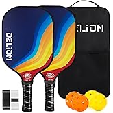 Pickleball Paddles Set of 2, Fiberglass Pickleball Paddles with 4 Pickleball Balls, 1 Carry Bag Lightweight Pickle Ball Racke