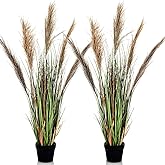 Jexine 2 Pcs Pampas Grass Potted Plants 4 ft Tall Artificial Grass Potted Artificial Greenery Floor Plants Tall in Pot for Housewarming Gift House Garden Bathroom Lobby Outdoor Decoration (Fall)