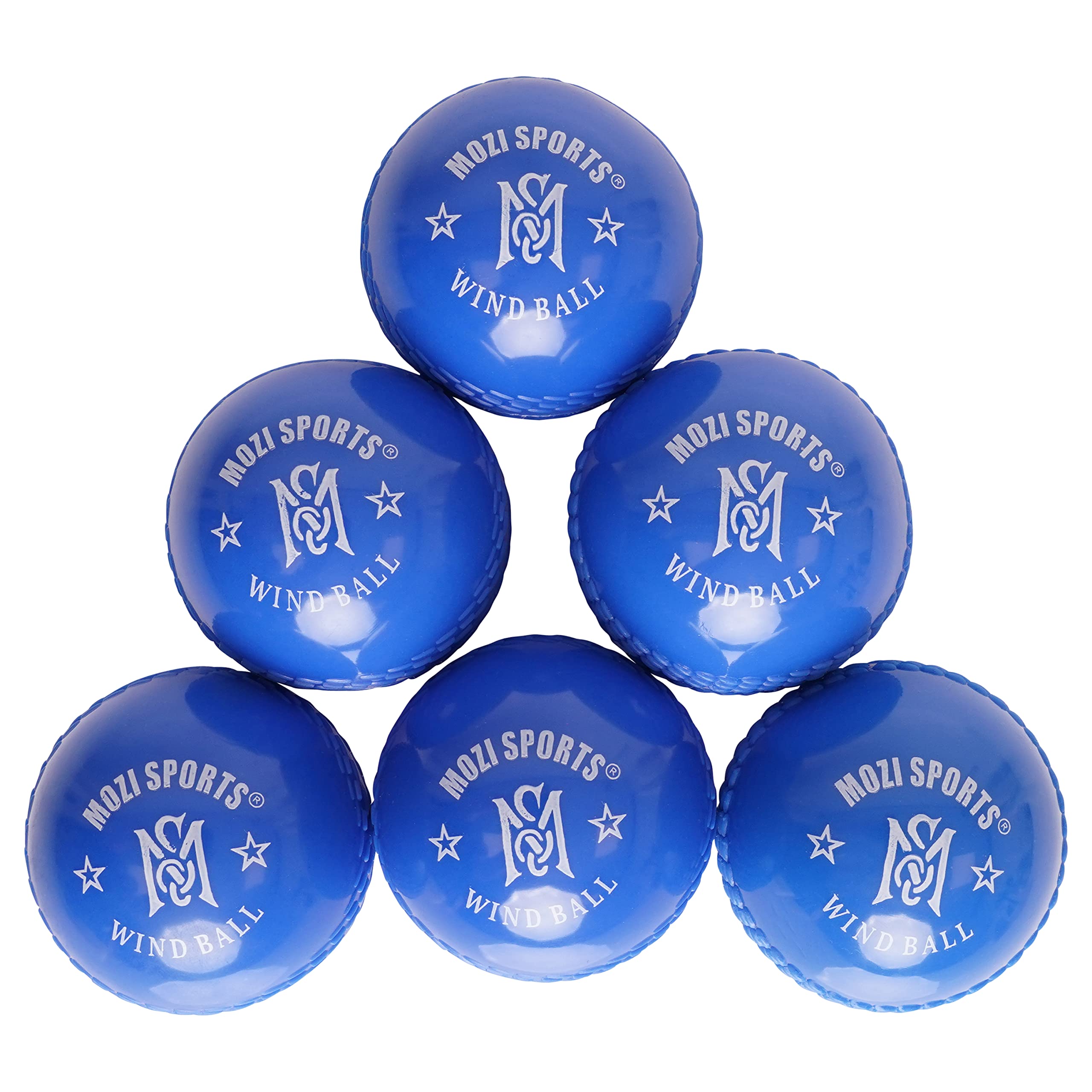 Mozi Sports Windball Soft Cricket Balls-Durable Realistic Bounce & Swing-Cricket WindBalls for Indoor & Outdoor Coaching, Practice, Garden & Beach play (Blue)