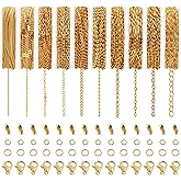 TOAOB Necklace Chains for Jewelry Making 98 Feet 10 Rolls Metal Jewelry Chains with Jump Rings Lobster Clasps Connectors for DIY Necklace Bracelet