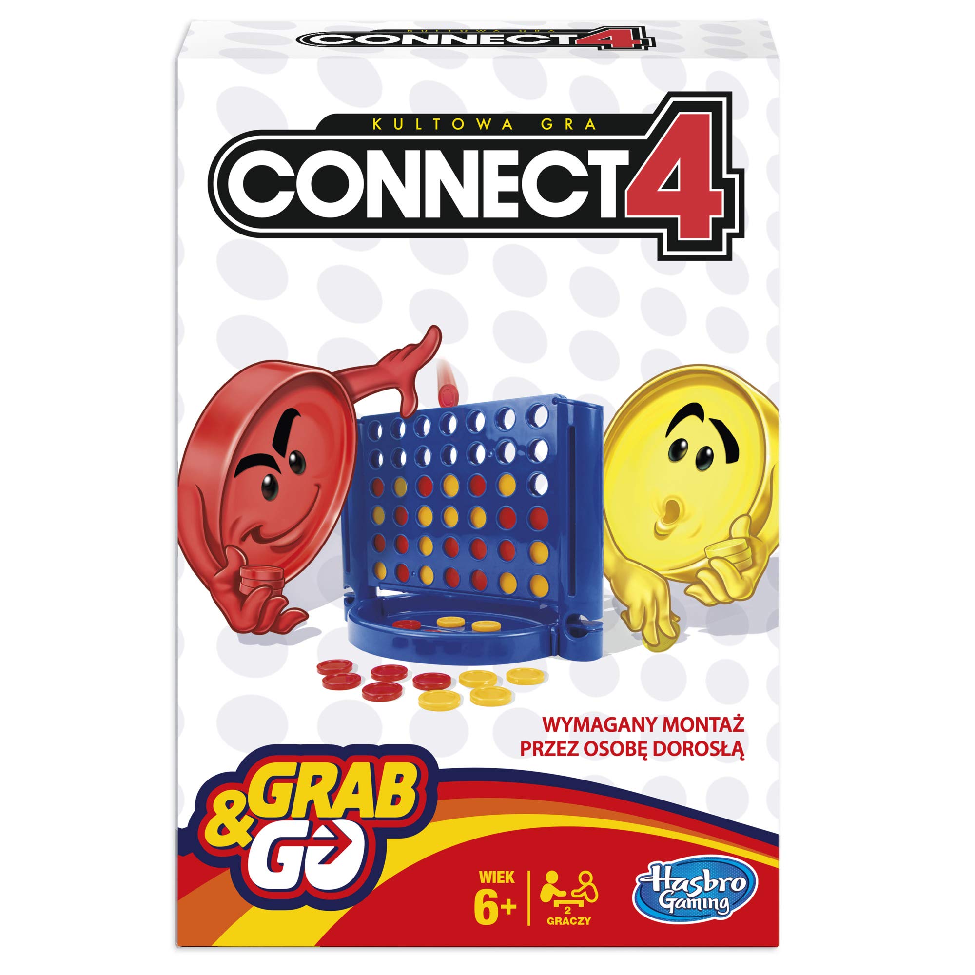 Hasbro Gaming Connect 4 Grab and Go, Portable 2 Player Player, Great Travel Game for Children from 6 Years
