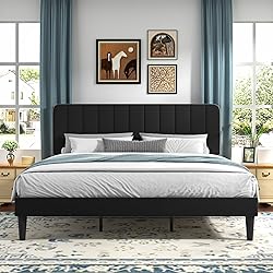 VECELO King Size Bed Frame with Upholstered