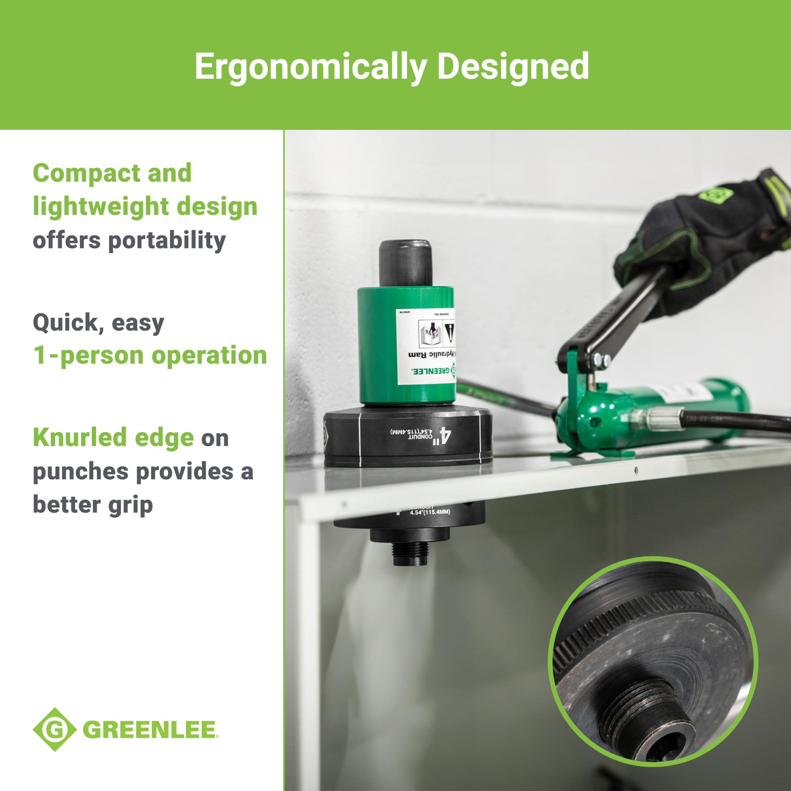 Greenlee 7310SB 11Ton Hydraulic Knockout Punch Kit With Hand Pump And