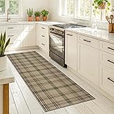 Kitchen Runners Non Skid Washable 6ft - Farmhouse 2x6 Jute Runner Rug for Hallway, Washable Outdoor Carpet for Entryway Indoor, Non Slip Woven Green Plaid Decor