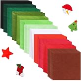 Tatuo 96 Pcs Christmas Felt Fabric Sheet 4 x 4'' Stiff Craft Felt,12 Colors | 1mm Thick Soft Red and Green Felt Fabric, Assorted Colors Craft Squares for DIY Craft Sewing Patchwork Christmas Decor
