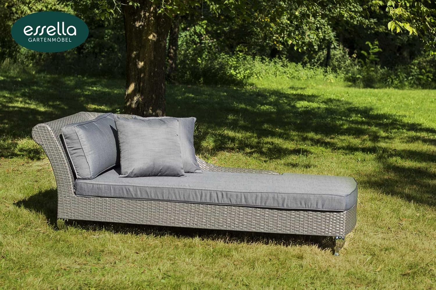 Polyrattan Chaiselongue Paris - Flachgeflecht - Grau - Gartenmöbel