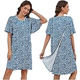 CARANXTEX Hospital Gowns for Women Open Back Ruffle Sleeve Dress Post Surgery Tear Away Adaptive Nightgowns with Pockets