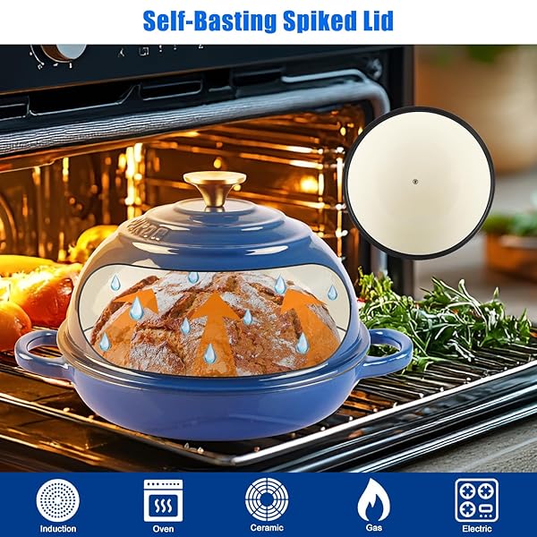 CUKOR 7QT DUTCH OVEN POT WITH LID, ENAMELED CAST IRON DUTCH OVEN FOR BREAD BAKING, NON-STICK BREAD POT FOR OVEN/STOVETOP (ROAST, BRAISING, STEWING, SOUPS)