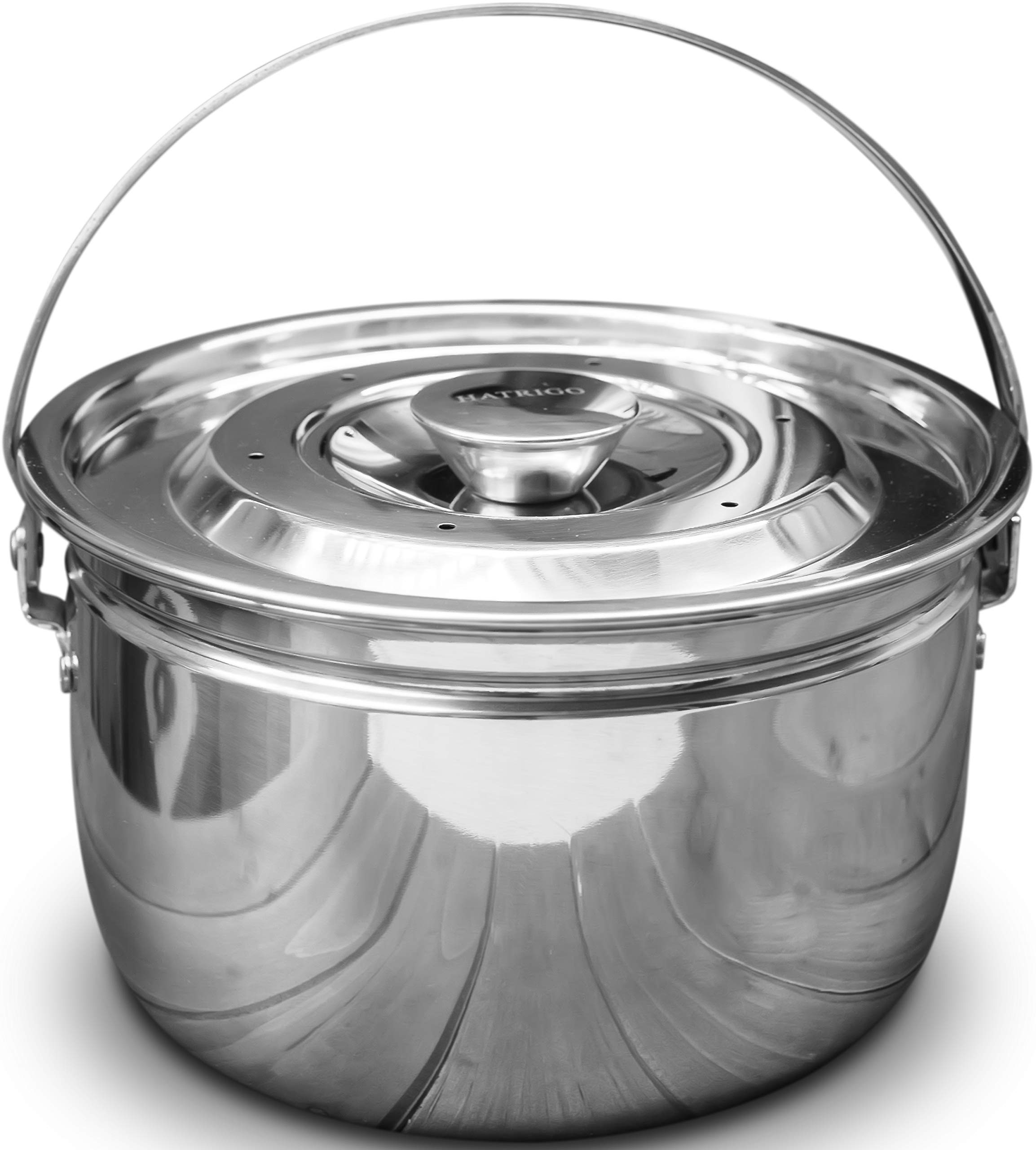 Buy Hatrigo MultiPurpose HighWall Stackable Steamer Insert Pans for Pot in Pot with Handle Lid