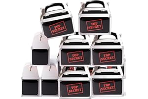 ArianQicult Top Secret Spy Party Favor Boxes - 12Pcs Secret Agent Candy Gift Boxes, Murder Mystery Spy Themed Party Decorations for Kids Escape Room Agent Themed Events Supplies Birthday Gift