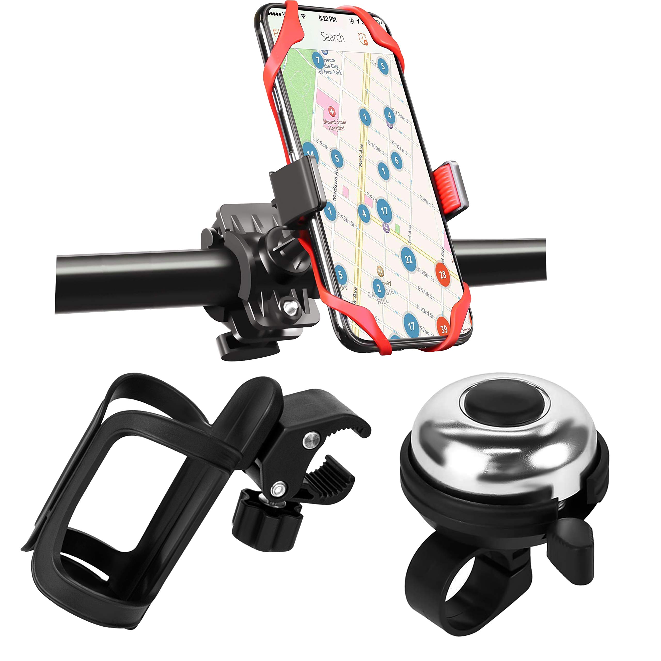 9 Pack Bike Accessories, Bike Lights Front and Back,Bike Cup Holder,Bicycle Bag Waterproof,Bike Combination Lock,Cute Duck Handlebar,Bike Bell,Bike Mirror