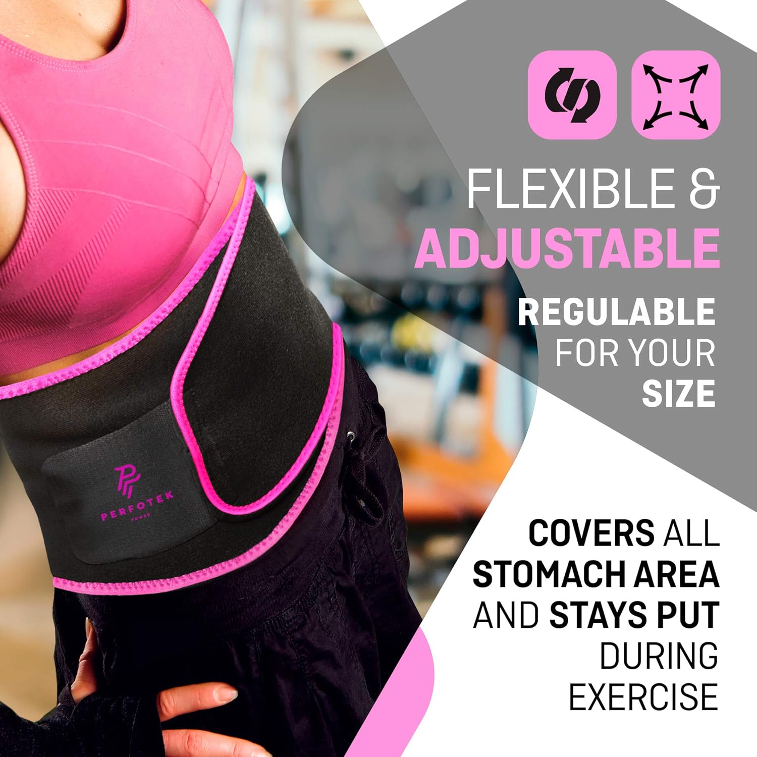 Perfotek Waist Trimmer Belt, Sweat Wrap, Tummy Toner, Low Back and Lumbar Support with Sauna Suit Effect, Abdominal Trainer (Pink): Clothing