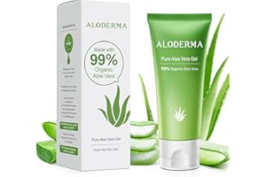 Aloderma 99% Organic Aloe Vera Gel for Face Made within 12 Hours of Harvest, Natural Hydrating Pure Aloe Vera Gel for Soothin