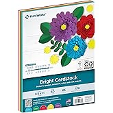 PrintWorks Bright Cardstock 8.5" x 11" - 50 Sheets - 5 Assorted Primary Colors - Ideal for School &amp; Craft Projects - 65 lb/176 gsm - Made in the USA - FSC&reg; Certified (00682)