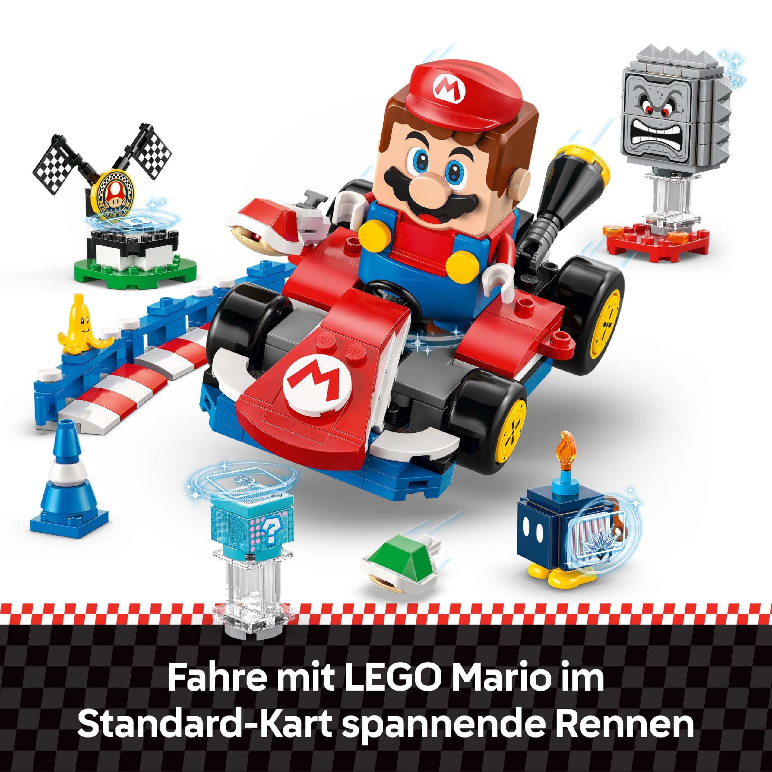 LEGO Mario Kart - Interaktiver Mario & Standard-Kart - Nintendo Spielzeug - Spiel Rennstrecke mit Auto, 3 Figuren, Podium & Barrieren - Gamer Geschenk für Jungen & Mädchen ab 7 Jahren - 72043 5