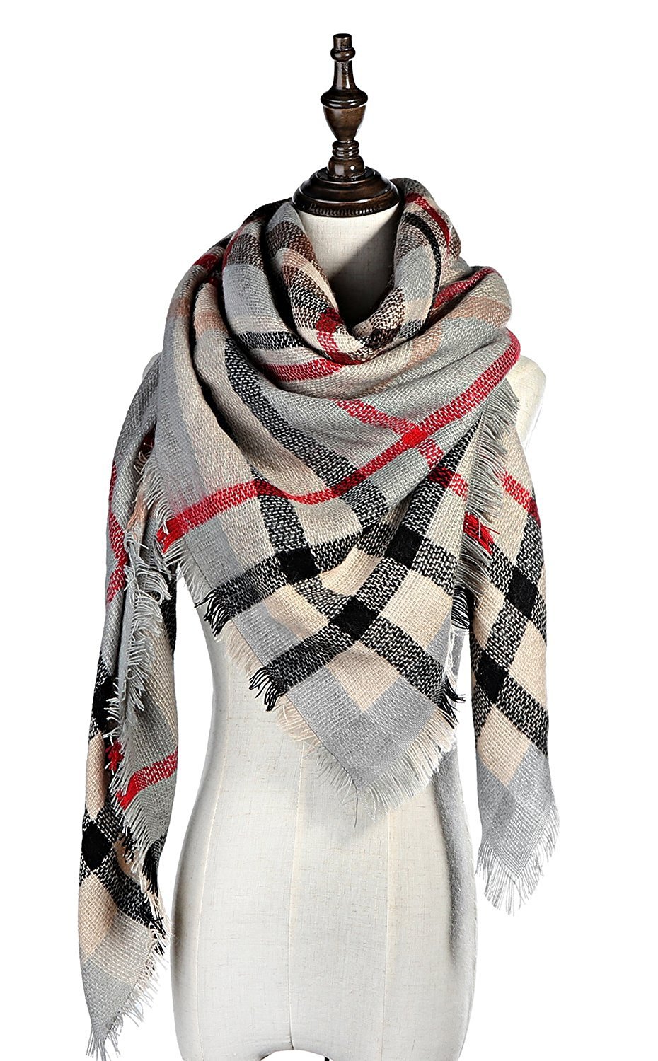 Lamamamas Plaid Blanket Scarf Warm Cozy Tartan Wrap Shawl Winter Scarfs for Women