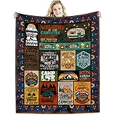 Hcoviv Camping Blanket Camping Lovers Gift Ideas for Men or Woman, Super Soft Throws Flannel Fleece Blankets Gifts for Camper Outdoor, Campsite Outdoors RV Travel Hiking Bed Sofa Couch 60"x50"