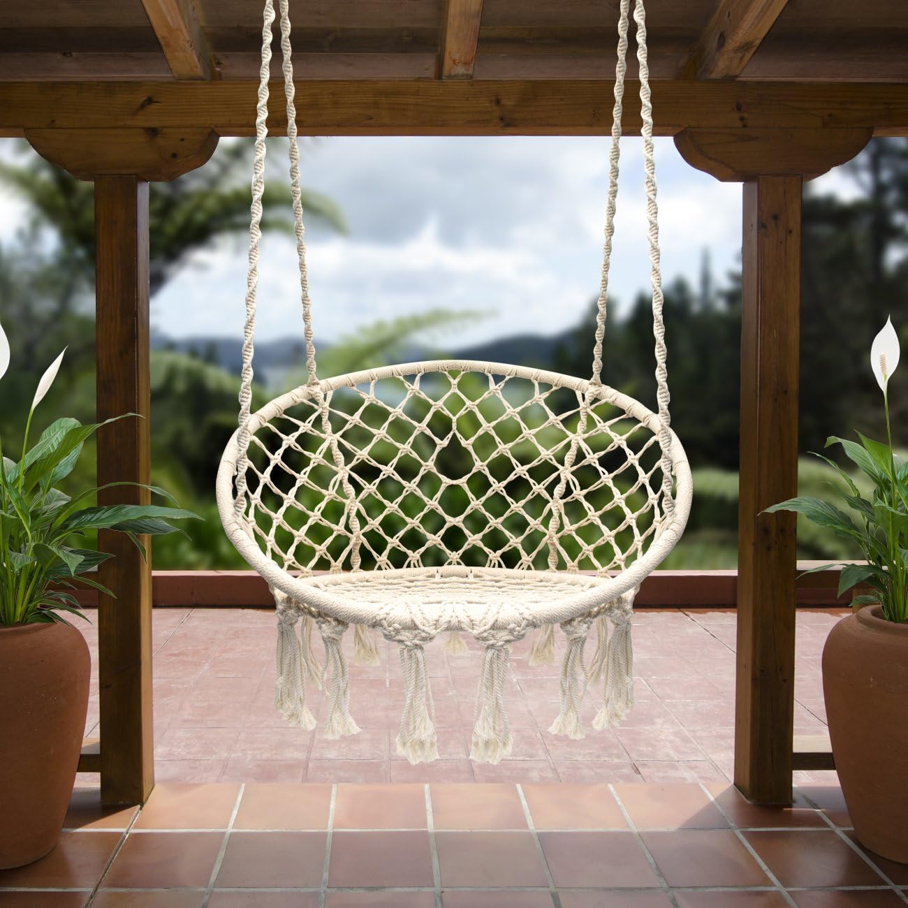Sorbus Hammock Chair Macrame Swing, 265 Pound Capacity, Perfect for Indoor/Outdoor Home, Patio, Deck, Yard, Garden (Single Swing): Garden & Outdoor