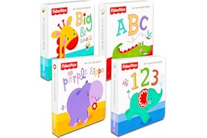 FISHER-PRICE Fisher Price My First Books Set of 4 Baby Toddler Board Books (ABC Book, Colors Book, Numbers Book, Opposites Book)